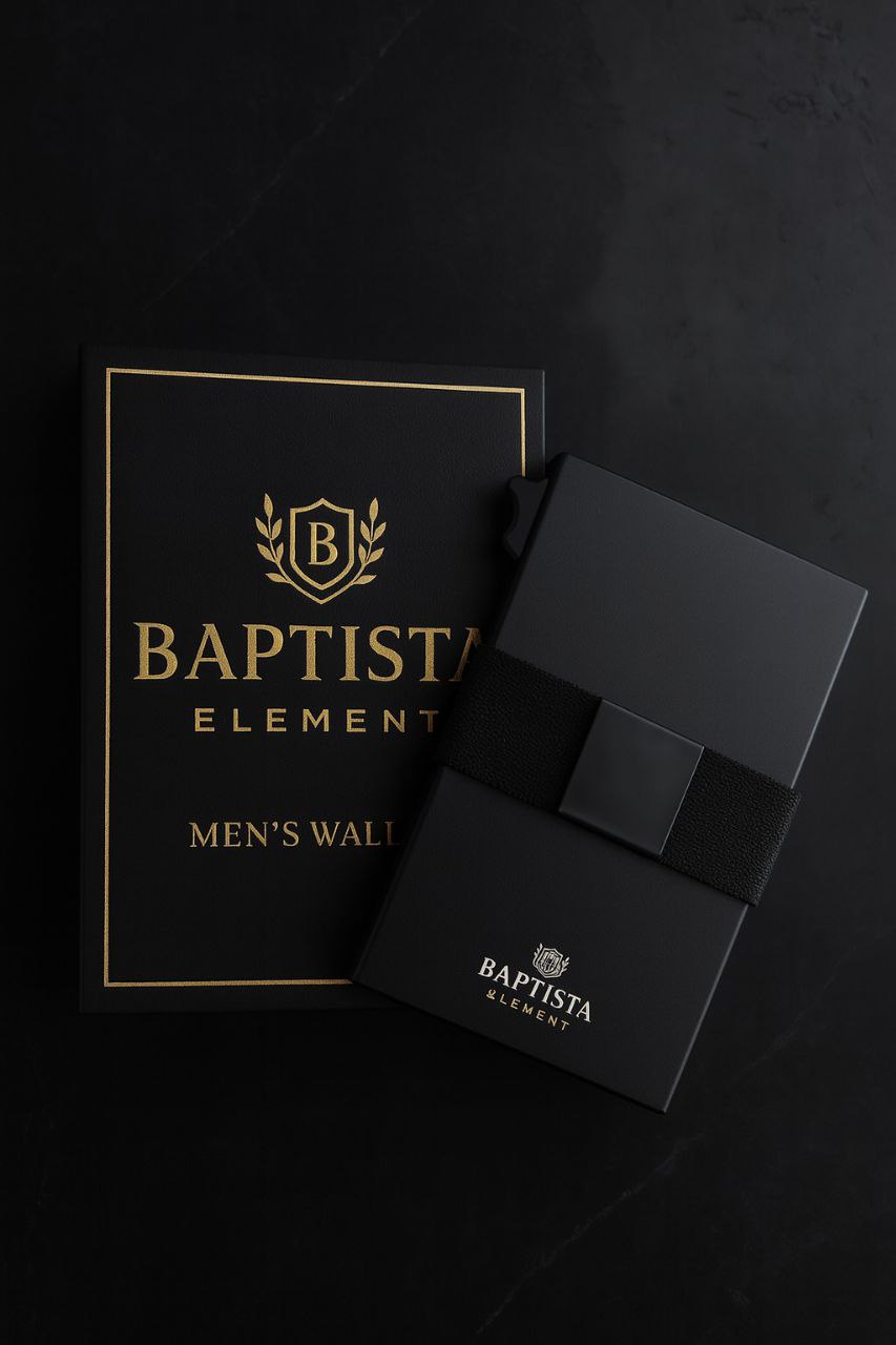 Baptista Element: Cartera de tarjeta inteligente para hombre delgada: cartera minimalista para hombres - Cartera de bolsillo frontal desplegable con bloqueo RFID, cartera de metal para 11 tarjetas, Obsidiana